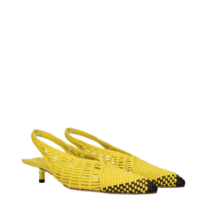 Yellow leather flat sandals-null