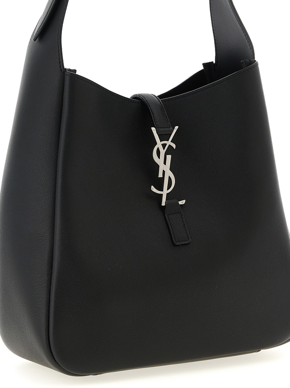 Black calfskin shoulder bag-null
