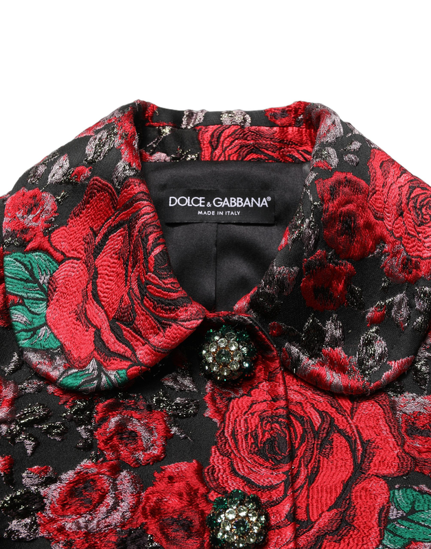 Multicolor floral brocade buttonblazer jacket-null