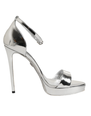 Silver leather platform keira sandals shoes, Silver, medium