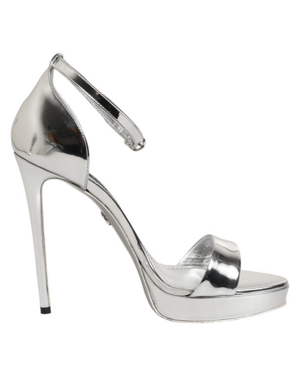 Silver leather platform keira sandals shoes-null