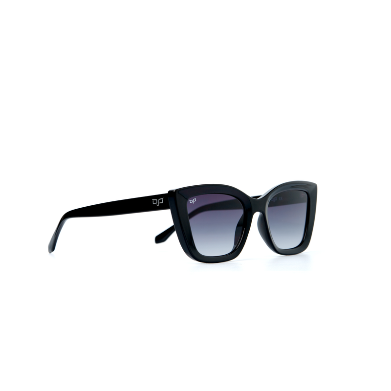 OJO sunglasses trend cat eye with black frame and clear black temples with black lenses rx-null