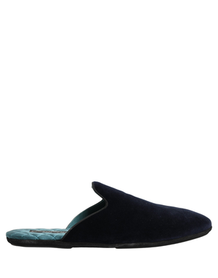 Dark blue suede slides flat slipper men shoes, Blue, medium