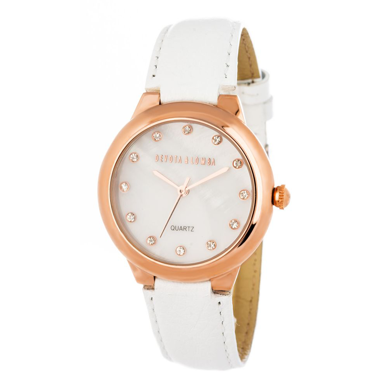 White leather dress watch-null
