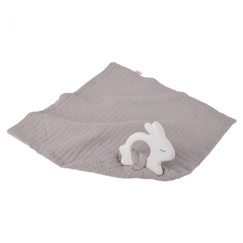 Kikadu rubber rabbit with towel - silver grey-null