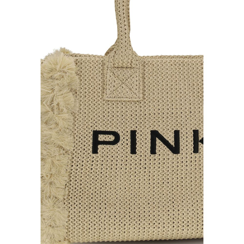 Beige raffia shoulder bag-null