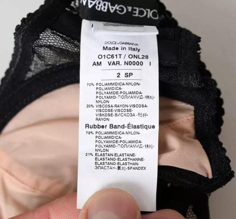Black floral lace nylon balconcino bra underwear-null