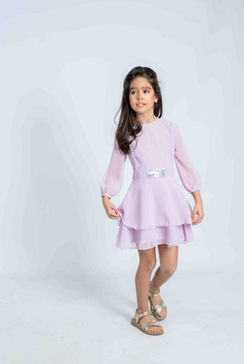 Φορεμα μουσελινα φιογκος λιλα 2-6, Lilac, medium