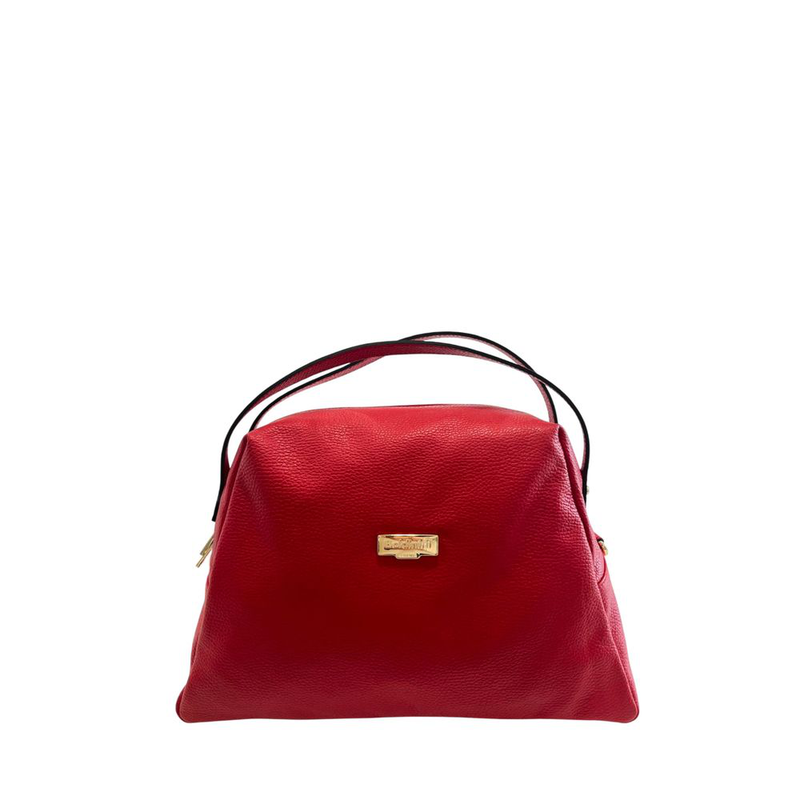Red leather women shoulder bag-null