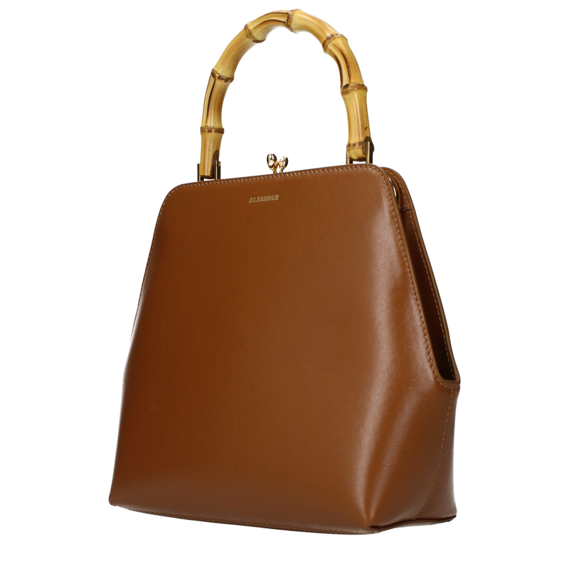Brown leather handbag-null