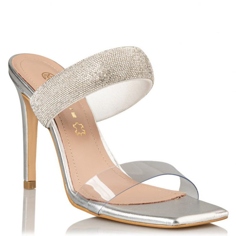 Stiletto mules - silver-null