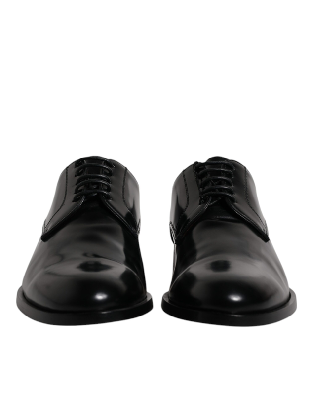 Black calfskin leather derby lace up formal dress shoes-null