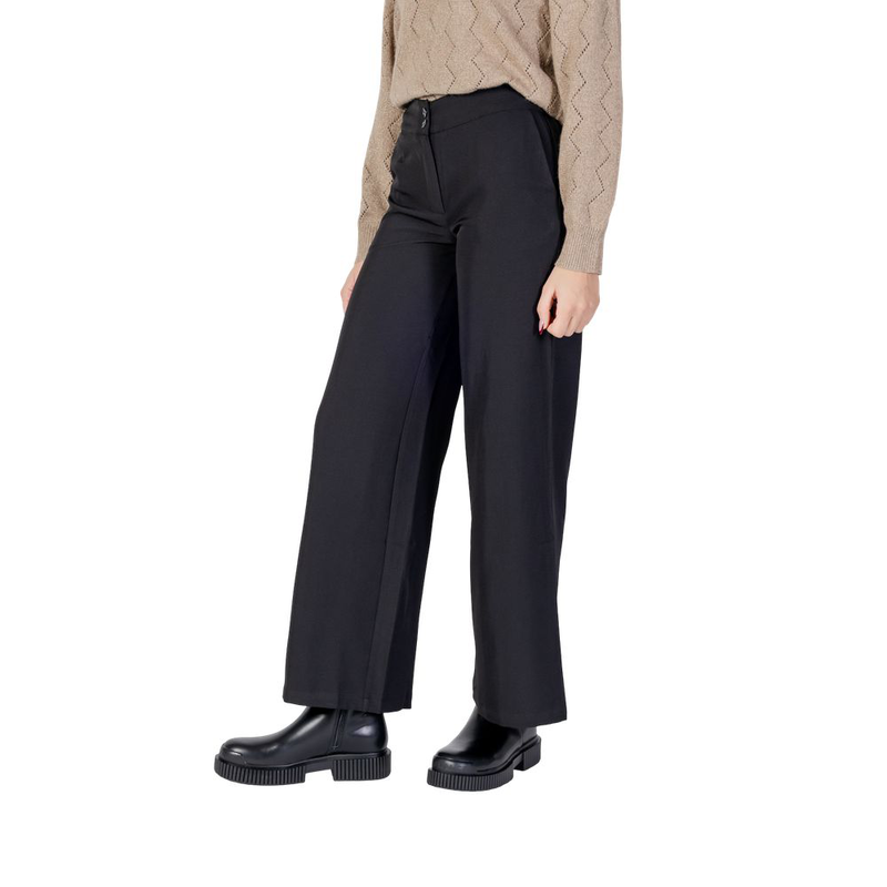 Black polyester flared pants-null
