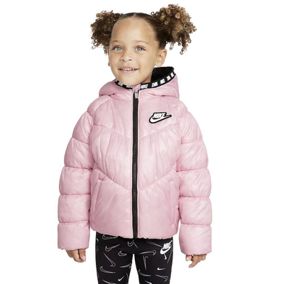Nike infant girls chevron solid puffer jacket, Pink Foam, medium