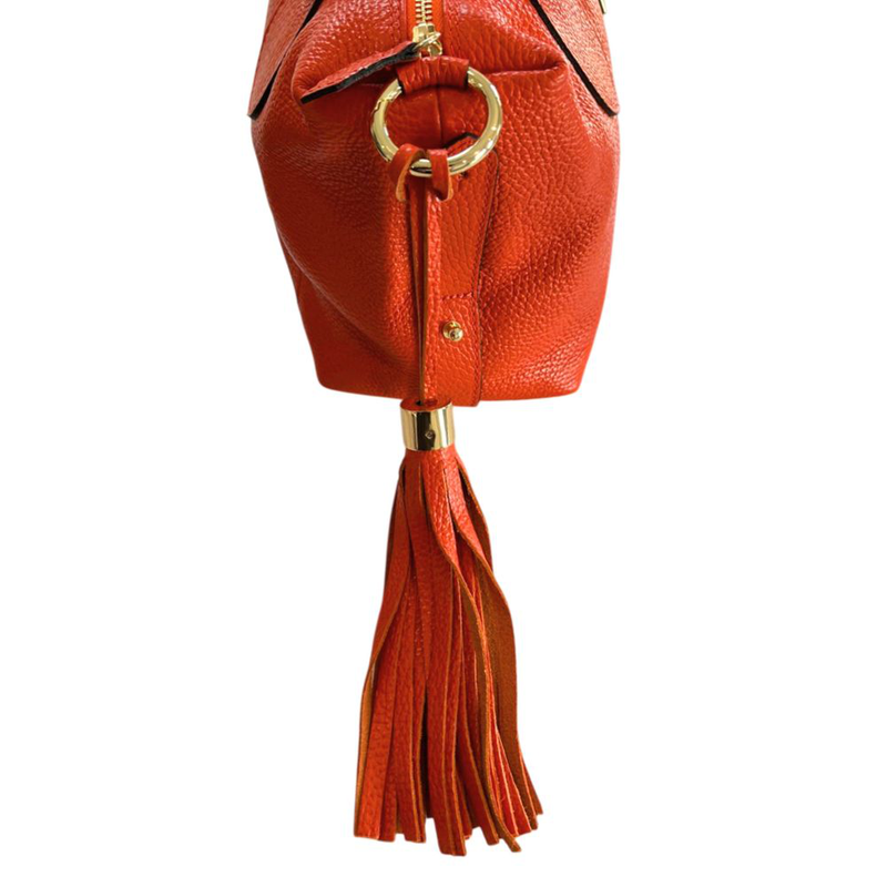 Orange leather women handbag-null