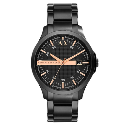 Armani exchange stainless steel men’s ax2150 black analog watch 46mm, Black, medium