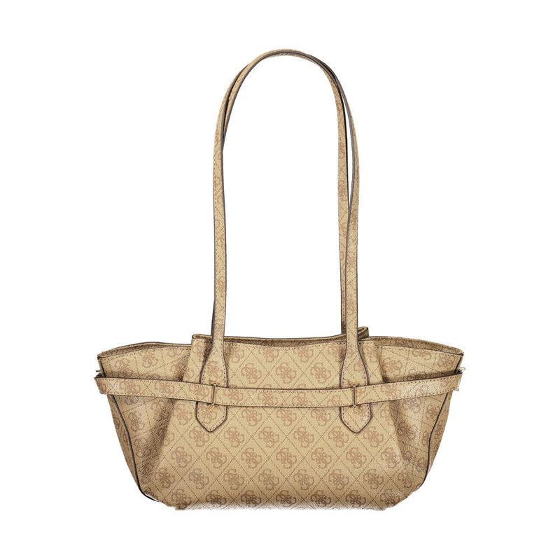 Beige polyurethane women handbag-null