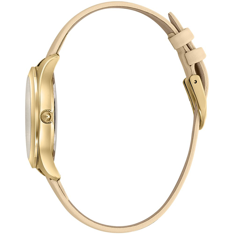 Beige leather dress watch-null
