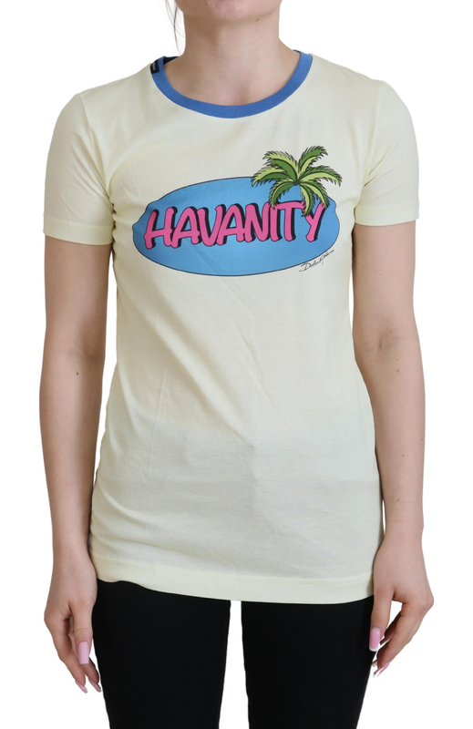 Yellow havanity round neck tee cotton t-shirt-null