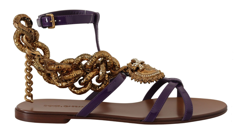 Purple leather devotion flats sandals shoes-null