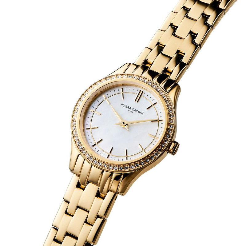 Gold stainless steel dress watch-null