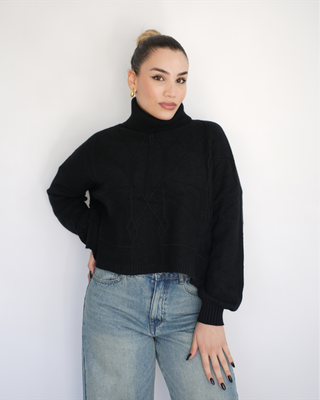 Polo knittop df8884, Black, medium