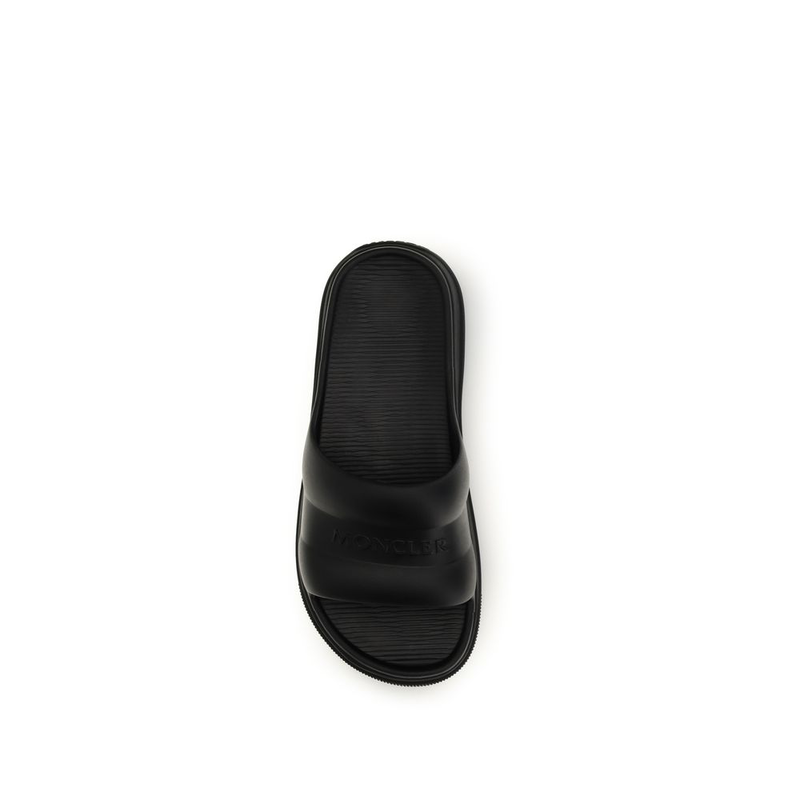 Black rubber flat sandals-null