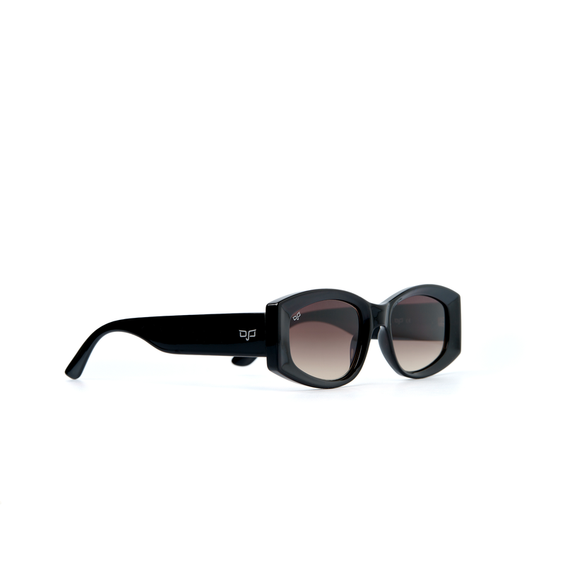 OJO sunglasses trend oval with black frame and temples with brown gradient lenses rx-null
