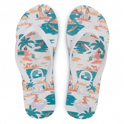 Roxy kids girls tahiti vii flip flop argl100279-mlt, White, medium