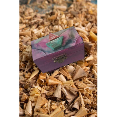 Colorful small jewelry box with boat purple, , medium