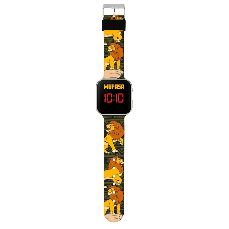Lion king mufasa kids black silicone strap led digital watch, , medium-null