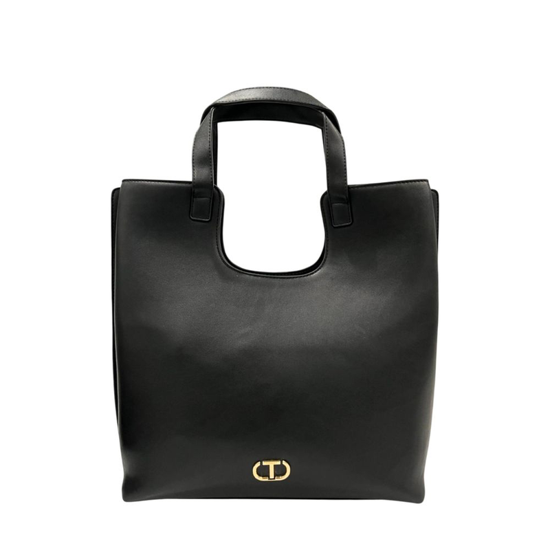 Black pu women shoulder bag-null