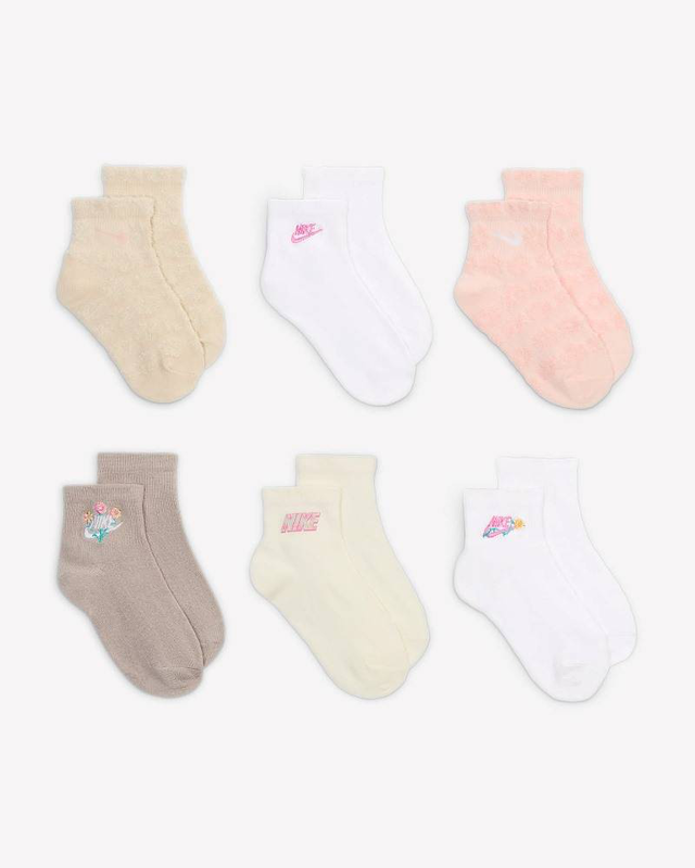 Girls flowral 6pk ankle socks-null
