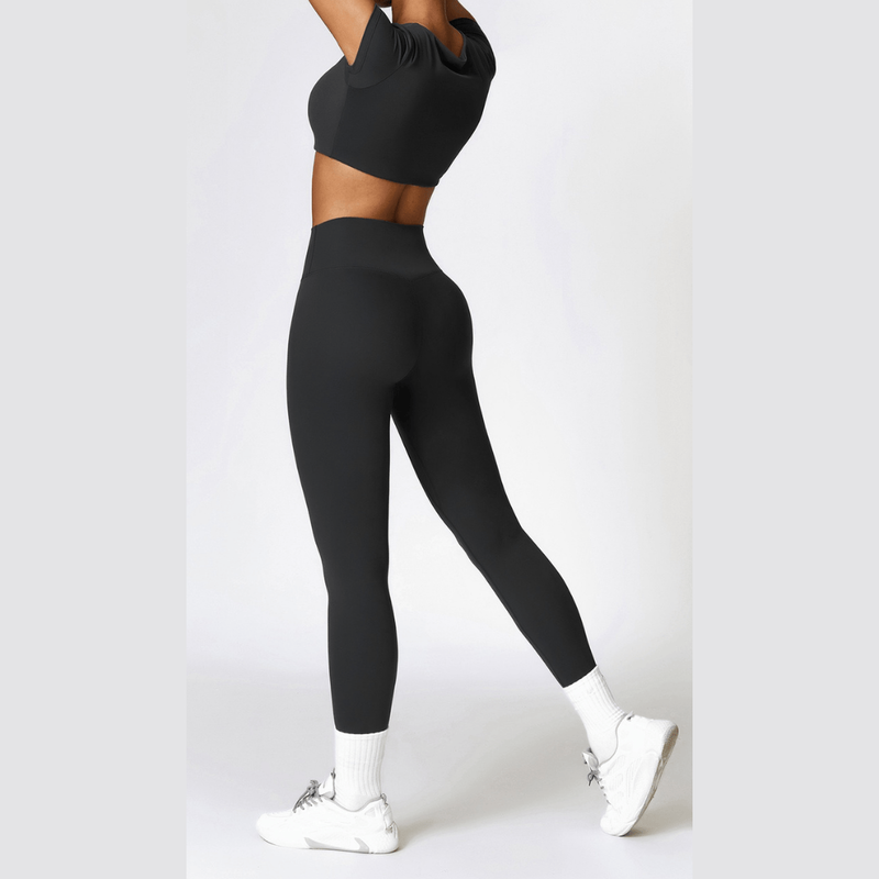 Amor short sleeve crop top legging set-null