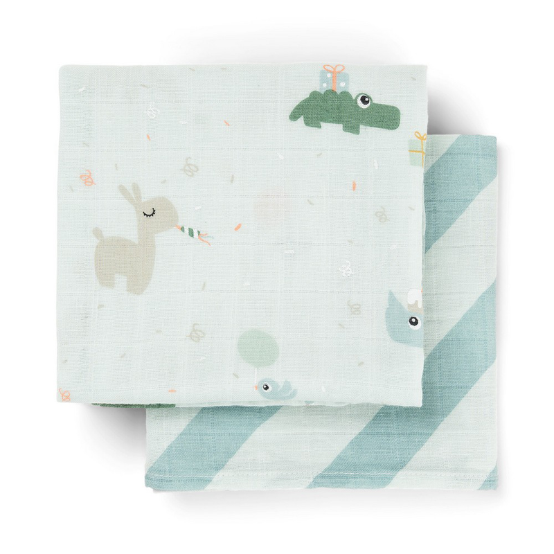 Done by deer burp cloth 2-pack celebration - blue-null