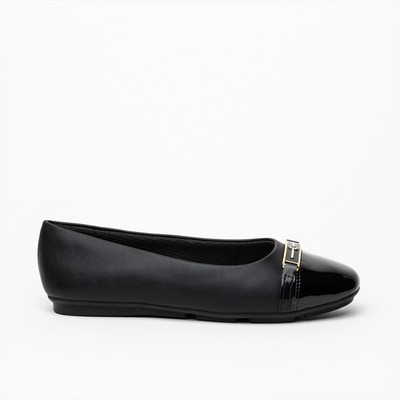 Piccadilly comfort ballet flat pumps with croc print detail, Black, medium