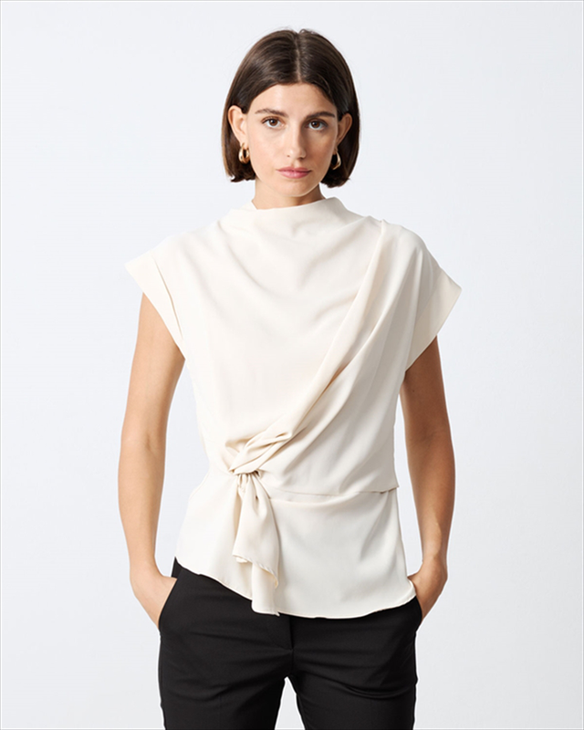 Blouse mock drapep neck image number null