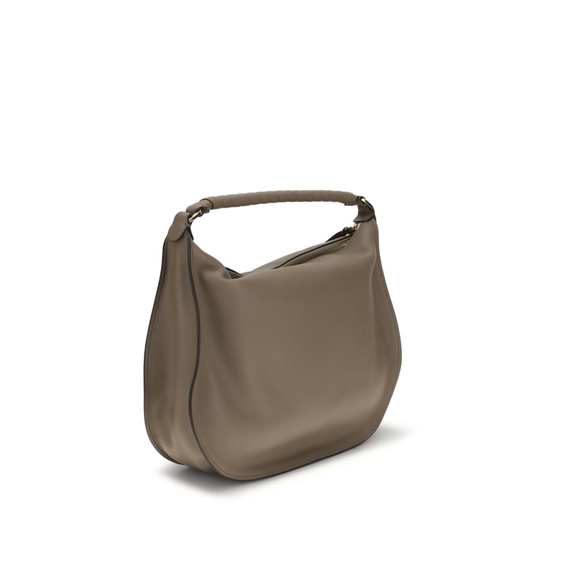Beige calf leather bos taurus shoulder bag-null