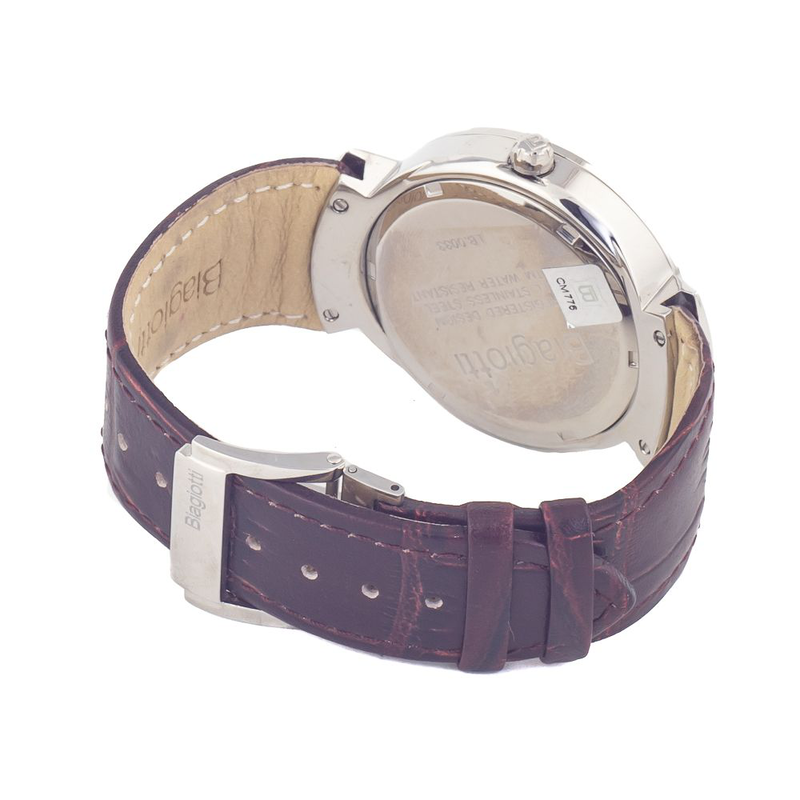 Brown leather dress watch-null