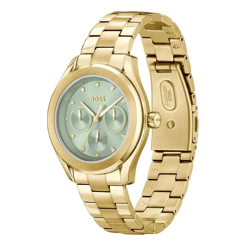 Gold stainless steel dress watch-null