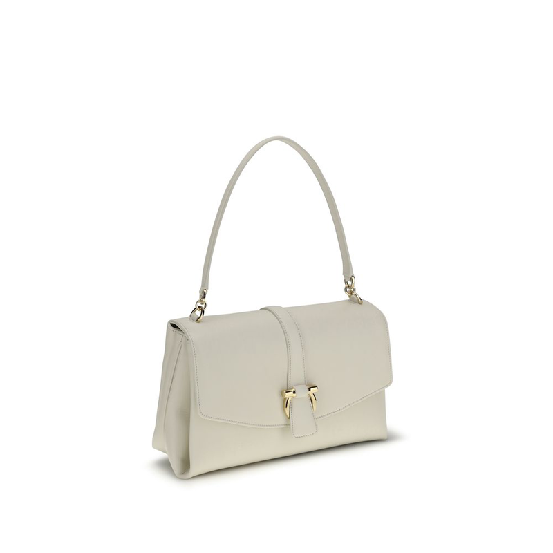White calf leather bos taurus shoulder bag-null