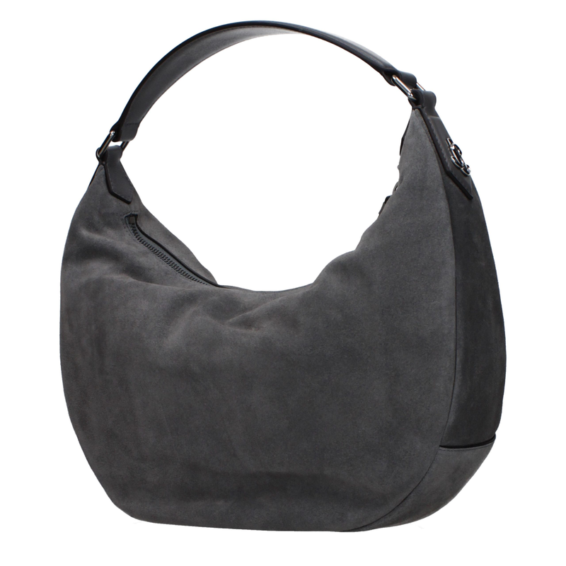 Gray leather shoulder bag-null