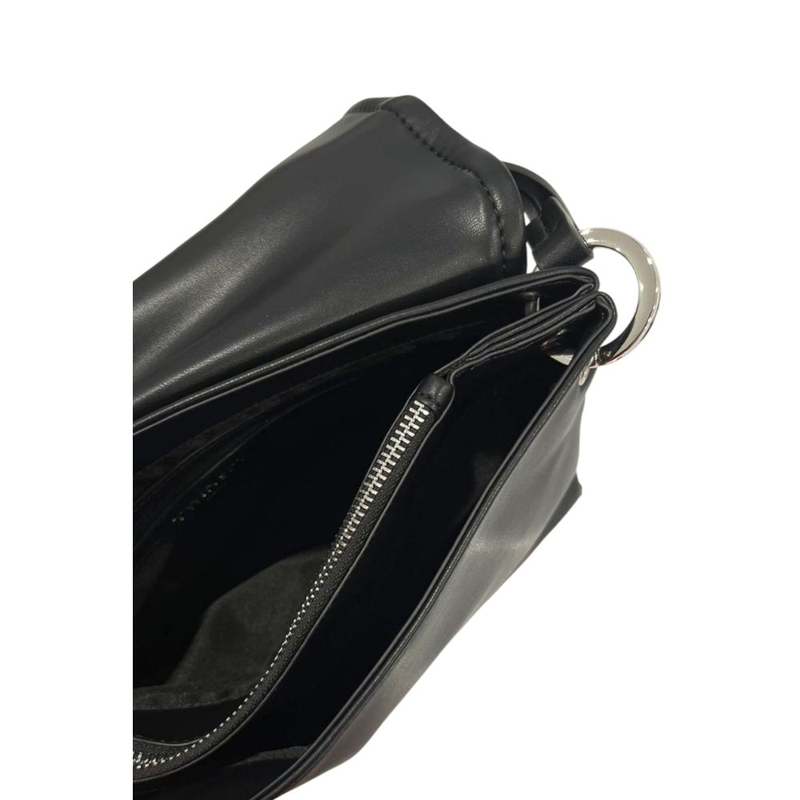 Black pu women shoulder bag-null