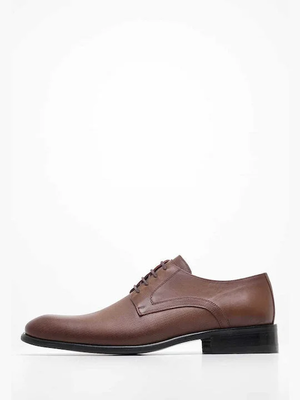 Brown leather shoes, Brown, medium
