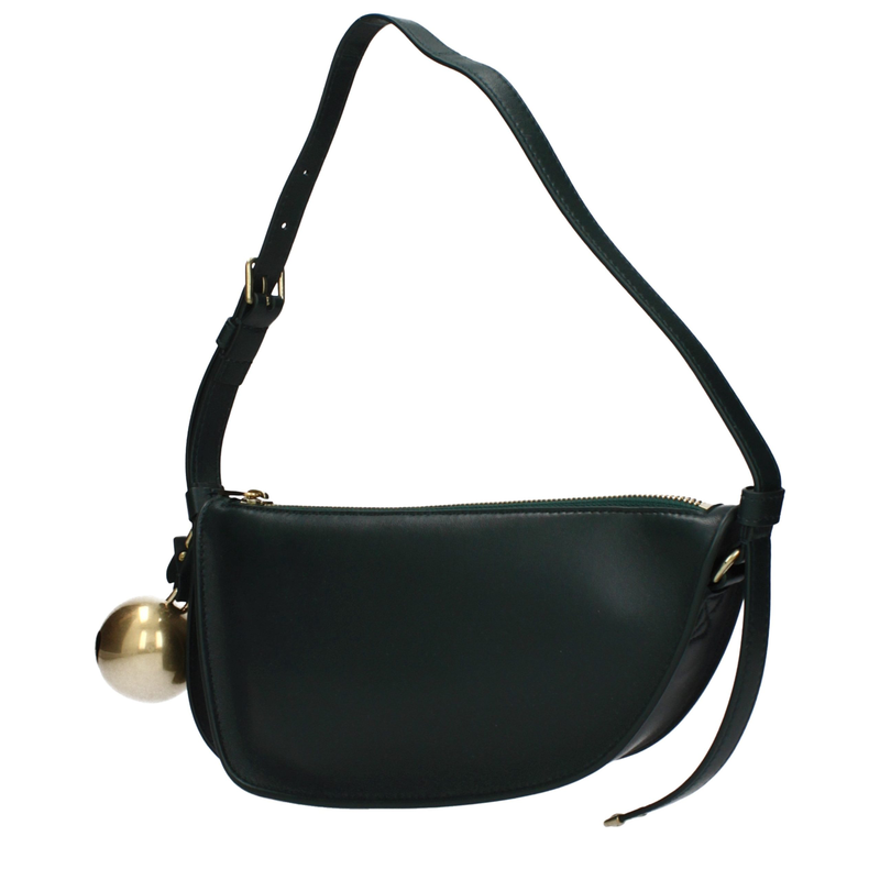Green leather shoulder bag-null