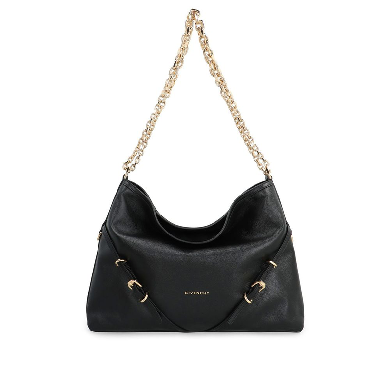 Black calfskin shoulder bag-null