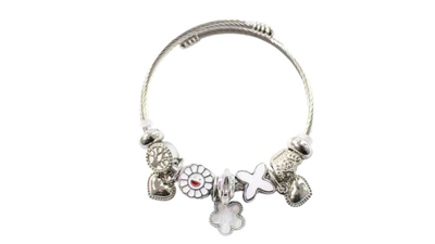 Pandora style bracelet &ndash;floral white, , medium