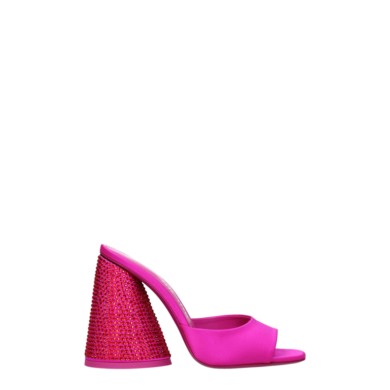Pink satin platform sandals-null