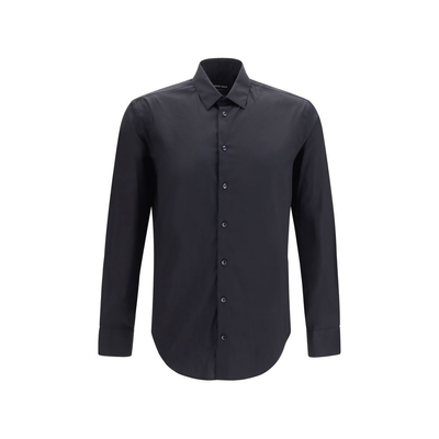 Black cotton dress shirt, Black, medium