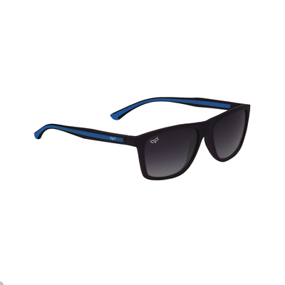 OJO sunglasses man square matte black frame and black blue temples with grey gradient lenses rx, , medium